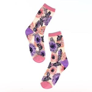 Pink and Purple Floral Butterfly Socks by
Sock Candy Sheer 2 pack